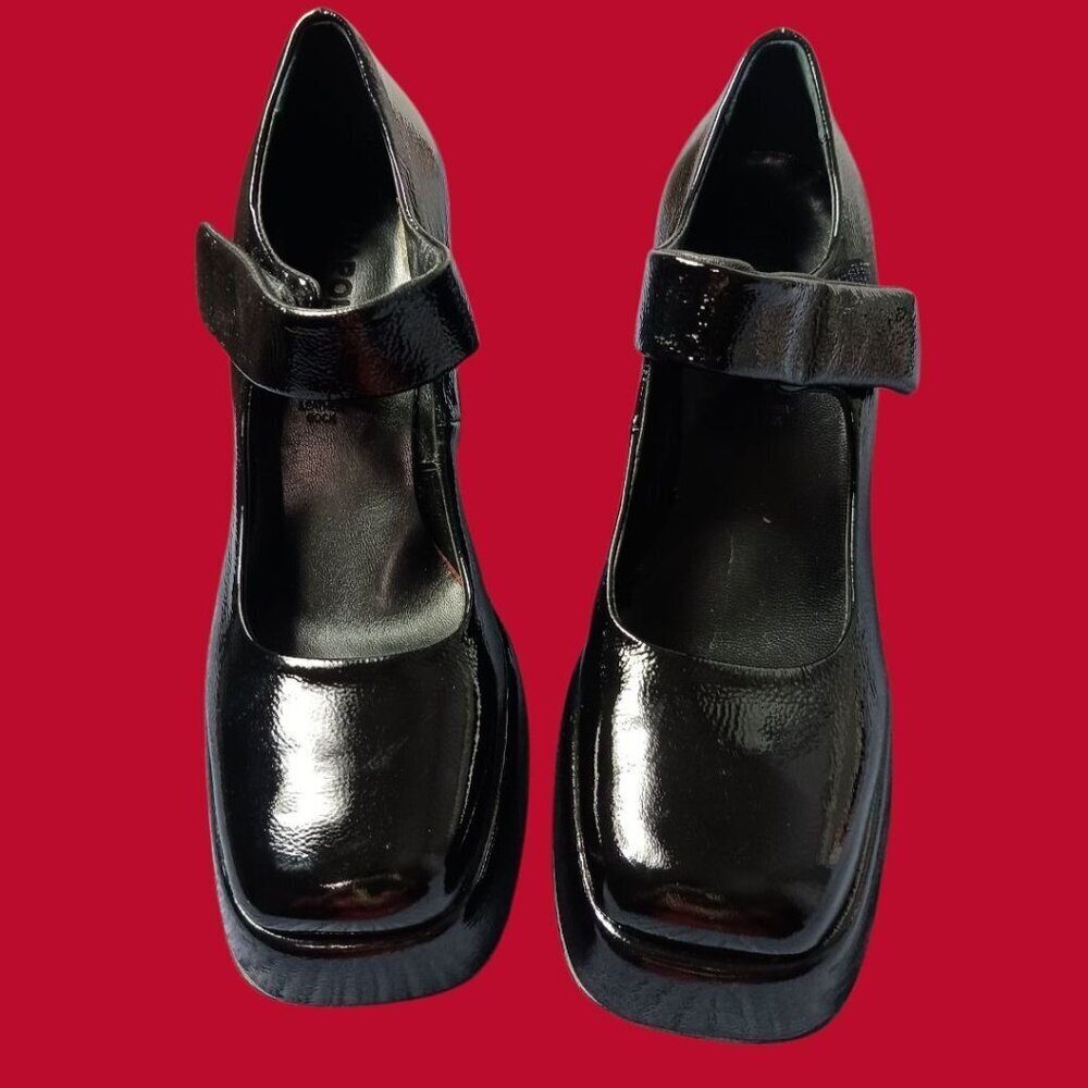 Napoleoni Patent Leather Mary Janes Heels Plattform Black Size 39